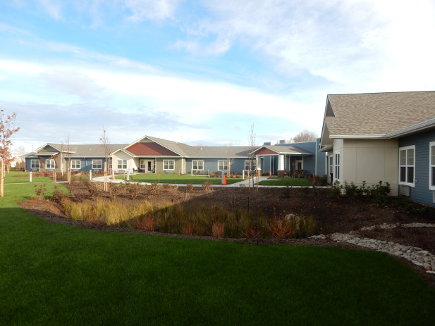 Mill Park Memory Care Facility in Portland Oregon. Using James HardiePlank Siding, HardieTrim and HardieSoffit Panels