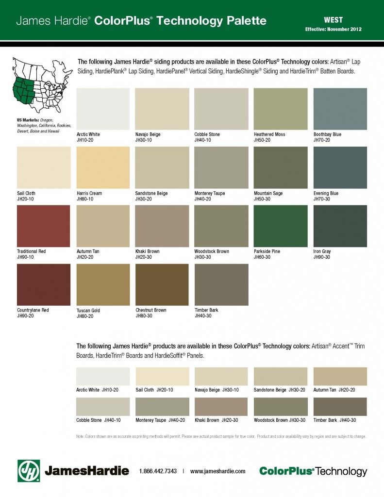ColorPlus Color Pallette for James Hardie Siding - West Region, Oregon ...